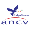 Logo Chèque ANCV, indicatif que le Camping Le Gourpassou accepte les paiements par chèques vacances pour un séjour pratique et sécurisé.